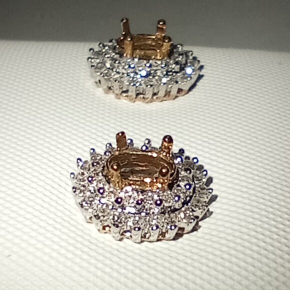 10Kt Yellow Gold 1/3-Carat Diamond “Halo” Semi-Mount Earrings - Picture 2 of 3